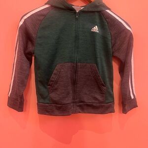 Adidas Kids Forest Green and Charcoal Hoodie